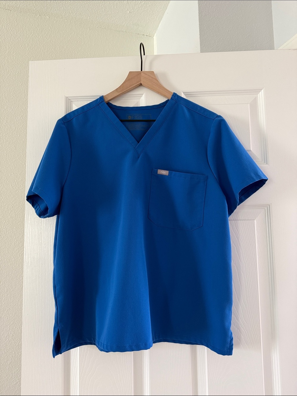 Figs Royal Blue V-Neck Short Sleeve Scrub Top